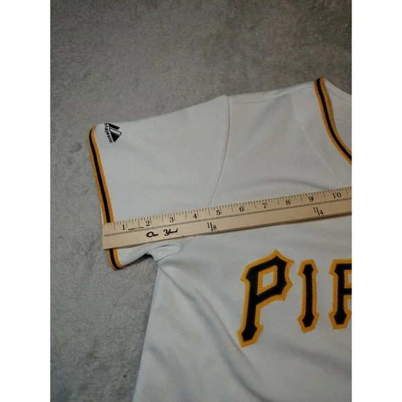 Authentic Majestic Pittsburgh Pirates Youth White Jersey Large - Genuine MLB - Picture 7 of 8